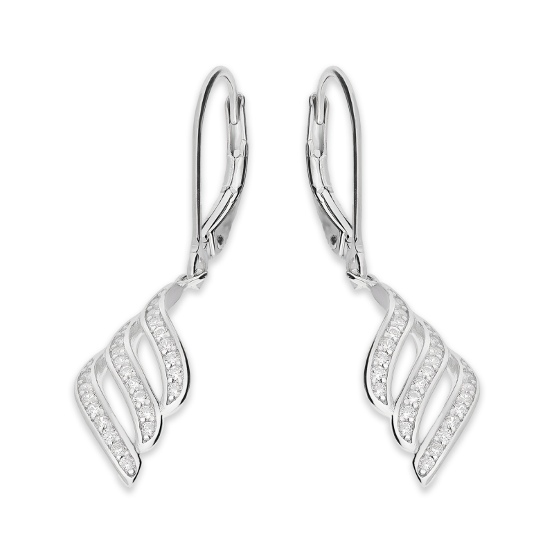 Srebrne kolczyki fala z cyrkoniami pr. 925 - JubilerSezam.pl