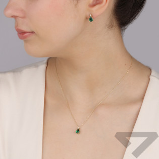 Kolczyki złote z zieloną cyrkonią w formie kropli/sztyft MZ T23-E-PN-3051-7X5MM-GREEN-CZ próba 375