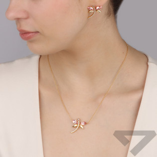 Kolczyki pozłacane motyl z kryształami i białymi cyrkoniami/sztyft CQ KDCG4228LRGS próba 925