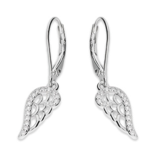 Kolczyki srebrne ażurowe skrzydło z cyrkoniami/big.zam. HS1884 próba 925