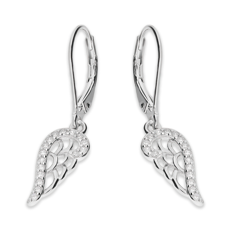 Kolczyki srebrne ażurowe skrzydło z cyrkoniami/big.zam. HS1884 próba 925