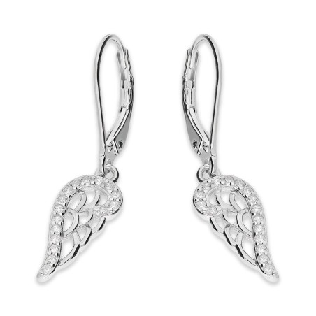 Kolczyki srebrne ażurowe skrzydło z cyrkoniami/big.zam. HS1884 próba 925