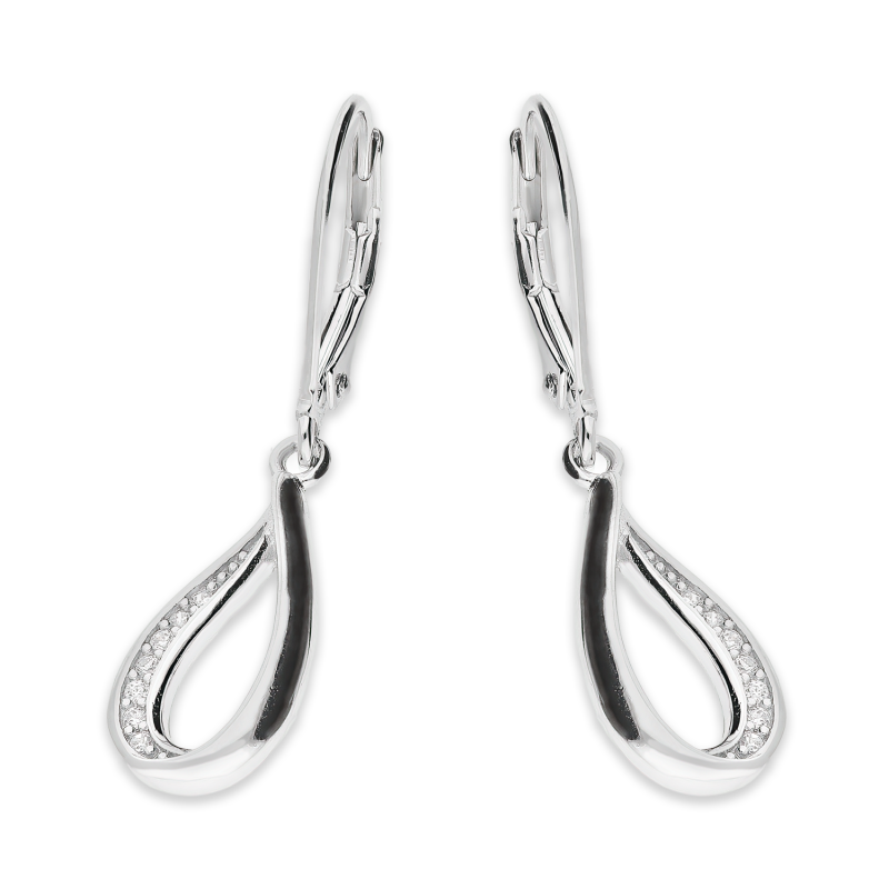 Kolczyki srebrne kropla z białymi cyrkoniami/big.zam. HS1886 próba 925