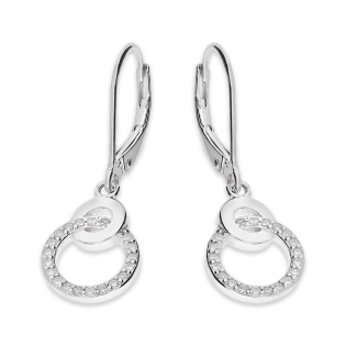 Kolczyki srebrne koło z cyrkoniami i gładkie koło/big.zam. HS1887 próba 925