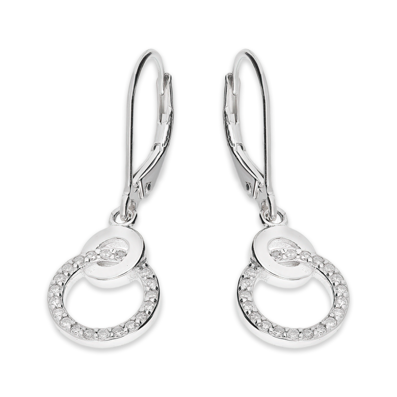 Kolczyki srebrne koło z cyrkoniami i gładkie koło/big.zam. HS1887 próba 925