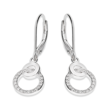 Kolczyki srebrne koło z cyrkoniami i gładkie koło/big.zam. HS1887 próba 925