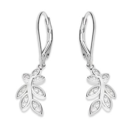 Srebrne kolczyki gałązki z cyrkoniami pr. 925 - JubilerSezam.pl