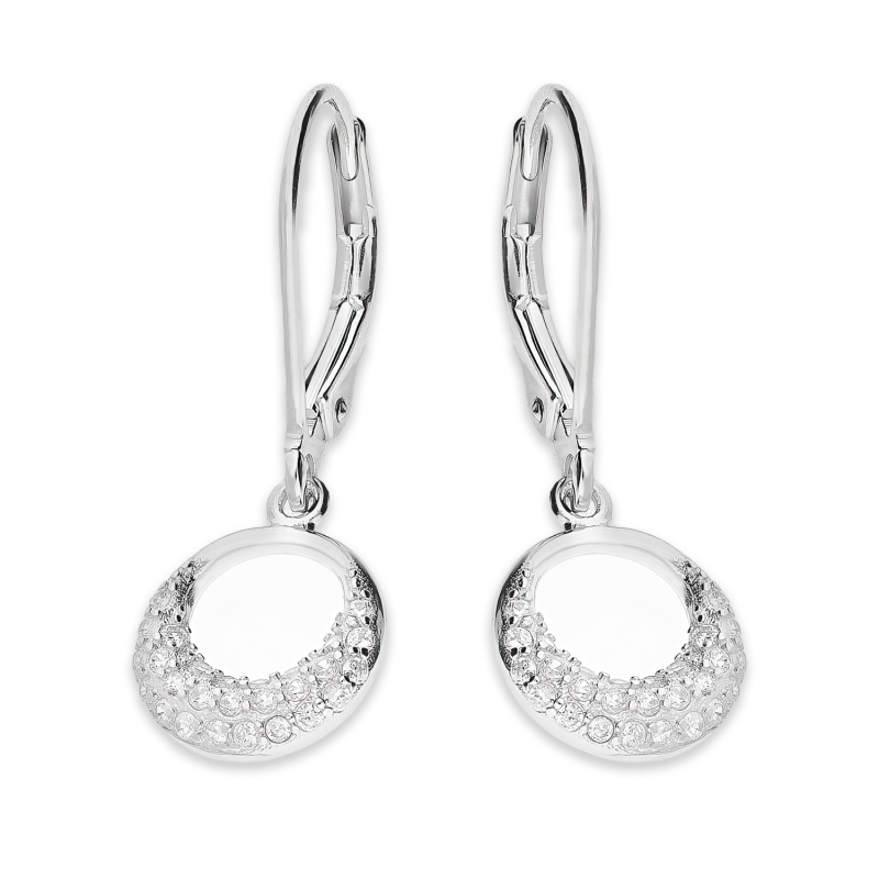 Srebrne kolczyki półksiężyce z cyrkoniami pr. 925 - JubilerSezam.pl