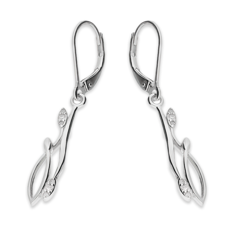 Kolczyki srebrne łezka z listkami i cyrkoniami/big.zam. HS1893 próba 925