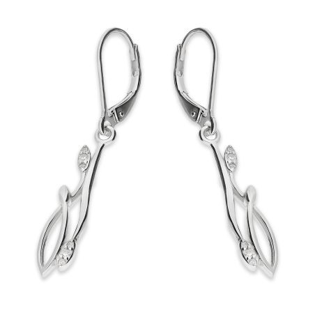 Kolczyki srebrne łezka z listkami i cyrkoniami/big.zam. HS1893 próba 925