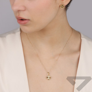 Kolczyki złote koniczyna z kulkami bead