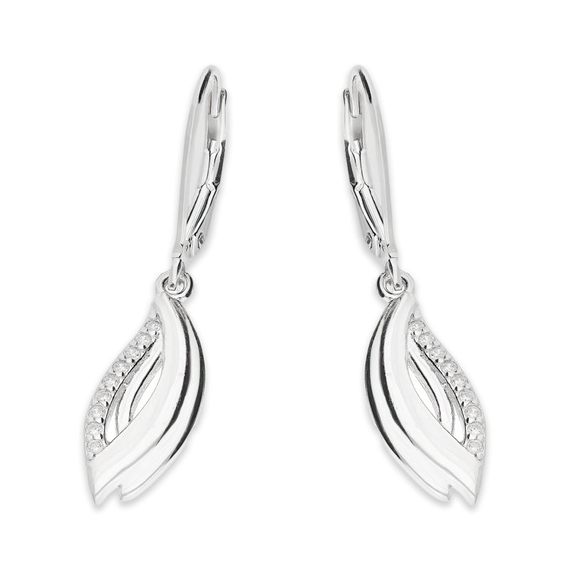 Kolczyki srebrne łezka z białymi cyrkoniami/big.zam. HS1897 próba 925