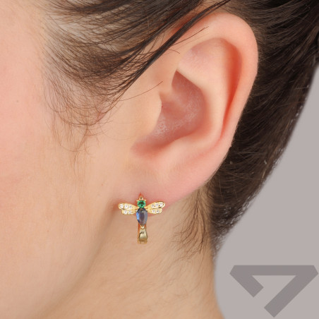Kolczyki pozłacane ważka z kolorowymi cyrkoniami/ang.zap. TB 15050 próba 925