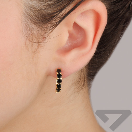 Kolczyki pozłacane sześć czarnych cyrkonii/ang.zap. TB 24508 próba 925