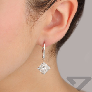 Srebrne Kolczyki Romb z Cyrkoniami pr. 925 - JubilerSezam.pl