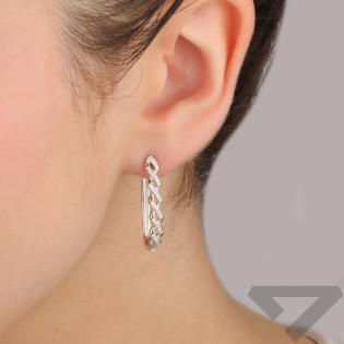 Srebrne kolczyki plecionka z cyrkoniami pr. 925 - JubilerSezam.pl