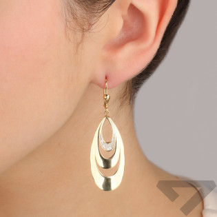 Kolczyki złote dwa gładkie owale i owal z cyrkoniami/big.zam. próba 585