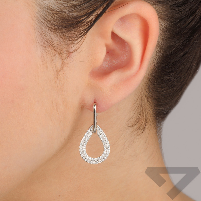 Kolczyki srebrne kropla z białymi cyrkoniami/ang.zap. SR 442 próba 925