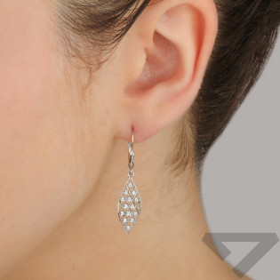 Srebrne kolczyki romby z cyrkoniami próby 925 - JubilerSezam.pl