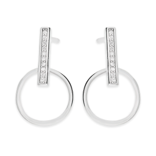 Kolczyki srebrne koło ramka i rząd cyrkonii/sztyft HS1898 próba 925