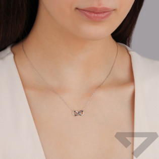 Naszyjnik srebrny infinity z kolorowymi cyrkoniami/anker SR 423 mix próba 925