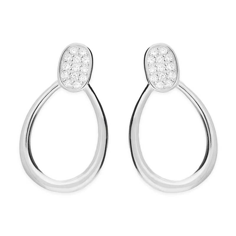 Srebrne Kolczyki Owalne z Cyrkoniami pr. 925 - JubilerSezam.pl