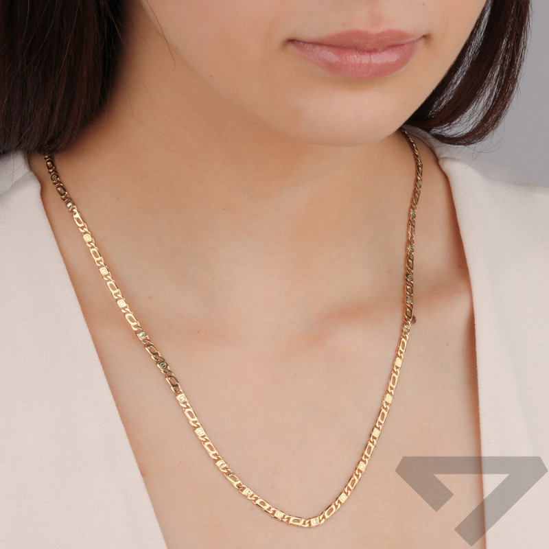 Łańcuszek złoty splot fantazja spinacz z grawerem