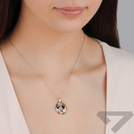 Zawieszka srebrna kropla z kolorową emalią i cyrkoniami TB 23708 próba 925