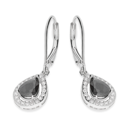Kolczyki srebrne markiza kropla z czarną cyrkonią/big.zam. HS1904 czarny próba 925