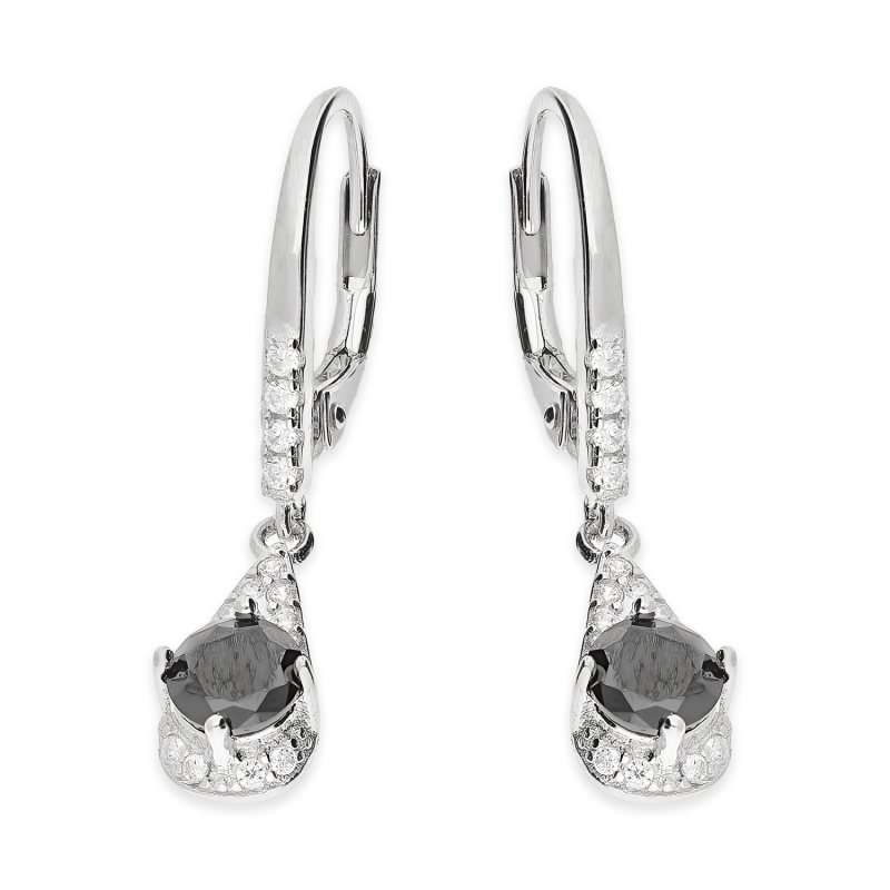 Srebrne kolczyki krople z cyrkoniami pr. 925 - JubilerSezam.pl