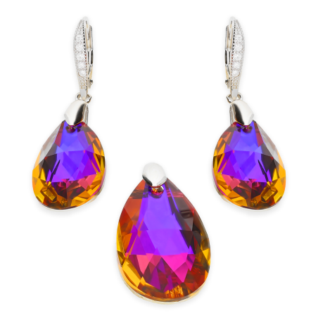 Komplet srebrny kolczyki i zawieszka z kryształem Swarovski HS SWAG13X22-HE-CZ próba 925