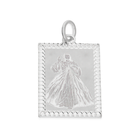 Medalik srebrny Jezu Ufam Tobie w prostokącie