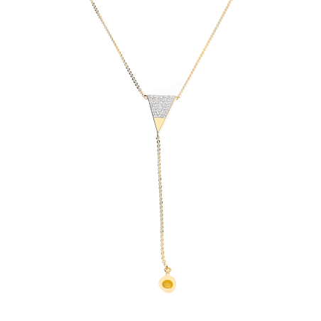Naszyjnik złoty trójkąt z białymi diamentami/rolo KB 104-10018-2 próba 585