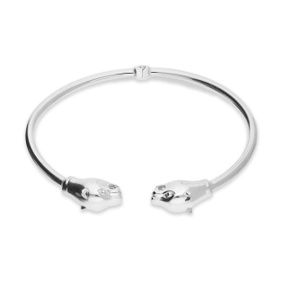 Bransoleta srebrna bangla gładka z głowami tygrysów M3-269 ROD próba 925