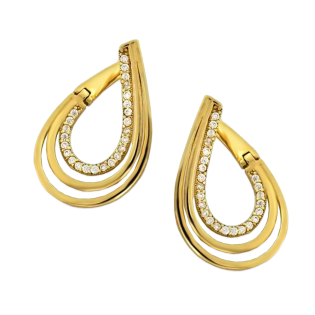 Kolczyki złote kropla ramka z cyrkoniami/ang.zap. CI 10580A próba 585