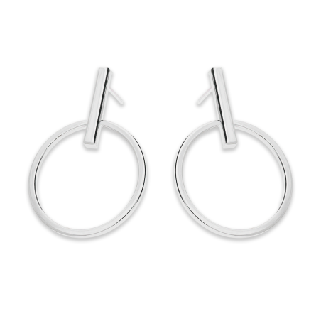 Kolczyki srebrne koło ramka i pałka/sztyft M3-275 ROD próba 925