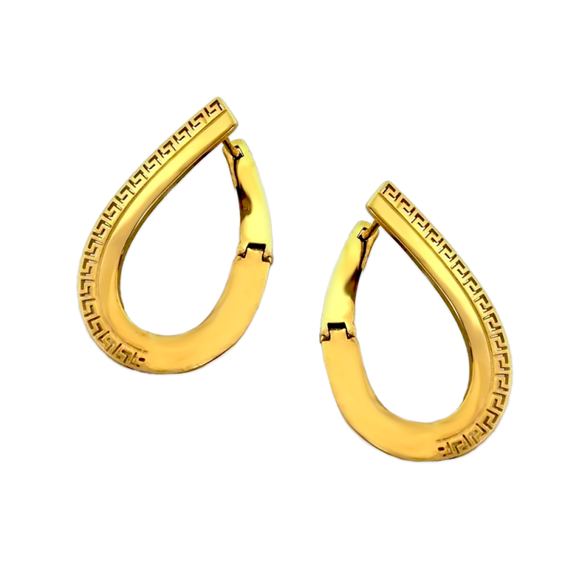 Kolczyki złote kropla z motywem greki/ang.zap. CI 8161A próba 585