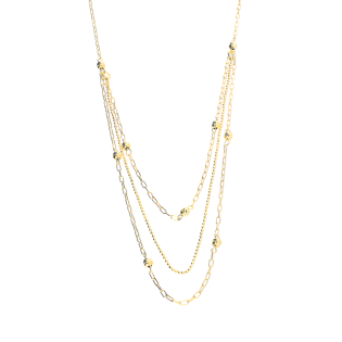 Naszyjnik pozłacany potrójny z grawerowanymi kulkami M3-283 GOLD próba 925