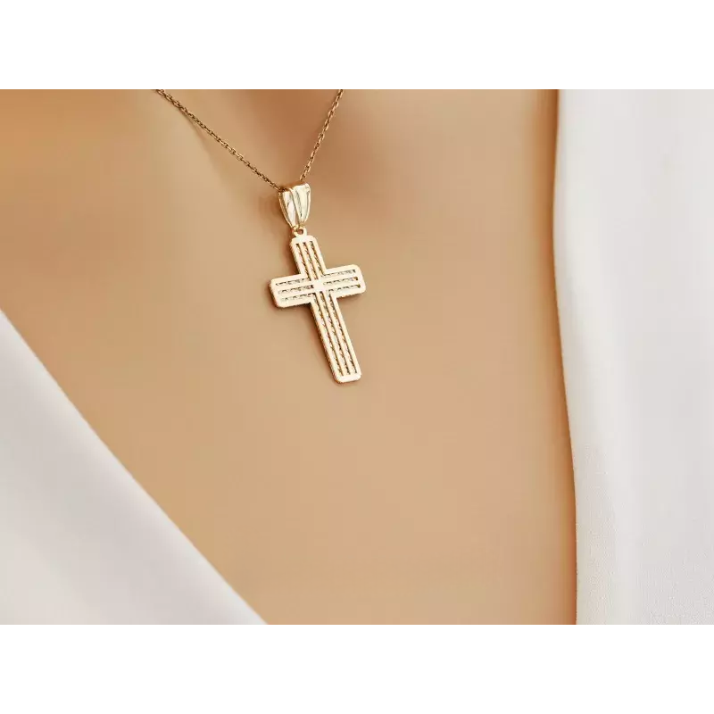 Złoty Krzyżyk z Grawerem pr. 375 - JubilerSezam.pl