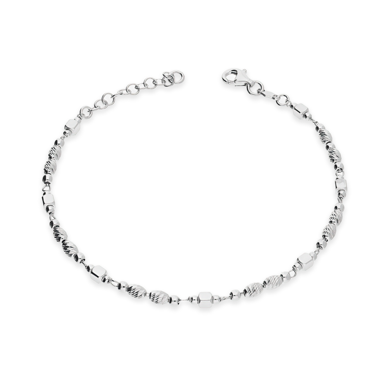 Bransoleta srebrna grawerowane beczułki, kulki i kwadraty M3-285 ROD próba 925