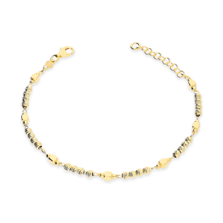 Bransoleta pozłacana grawerowane kulki i prostokąty M3-286 GOLD próba 925