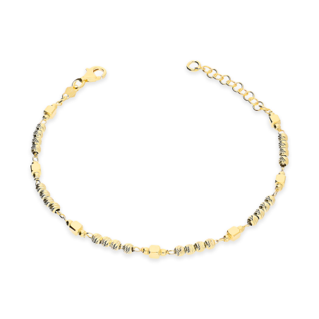 Bransoleta pozłacana grawerowane kulki i prostokąty M3-286 GOLD próba 925