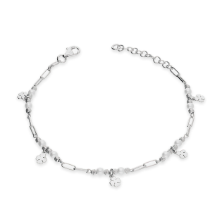 Bransoleta srebrna z perłami, kulkami i koniczynkami M3-287 ROD próba 925