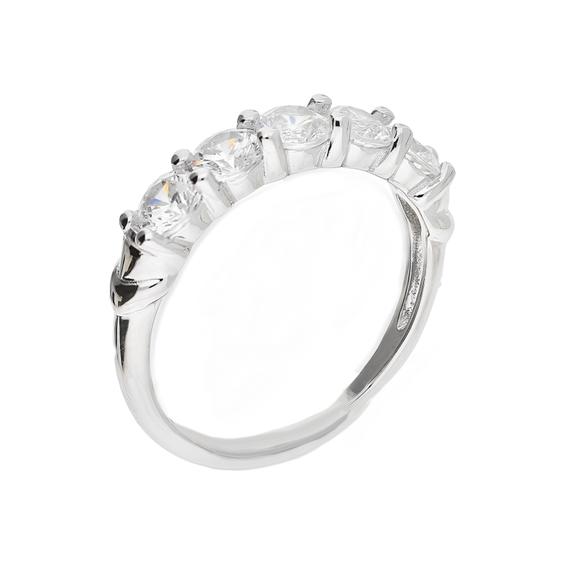 Pierścionek z pięcioma białymi cyrkoniami rozmiar regulowany srebro 925