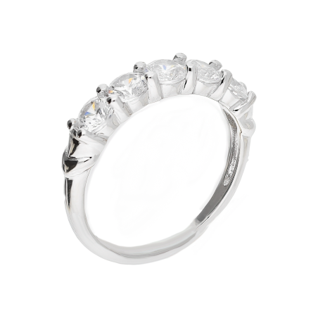 Pierścionek z pięcioma białymi cyrkoniami rozmiar regulowany srebro 925