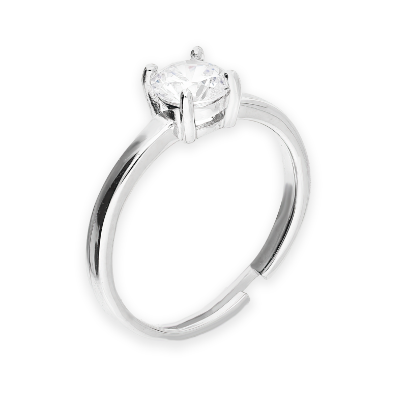 Pierścionek srebrny z białą cyrkonią/regulowany NI ANZ00017 ROD próba 925