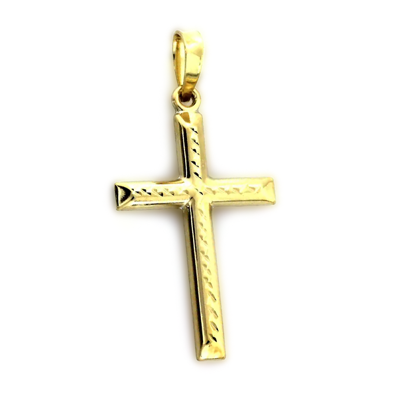 Krzyżyk złoty grawerowany z kwadratowymi ramionami WB CI 5859 próba 375