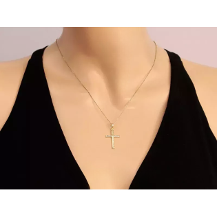 Krzyżyk złoty grawerowany z kwadratowymi ramionami WB CI 5859 próba 375