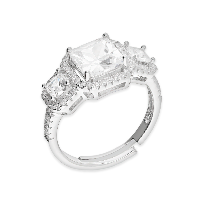 Srebrny Pierścionek z Białymi Cyrkoniami pr. 925 - JubilerSezam.pl