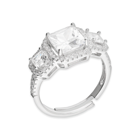 Srebrny Pierścionek z Białymi Cyrkoniami pr. 925 - JubilerSezam.pl